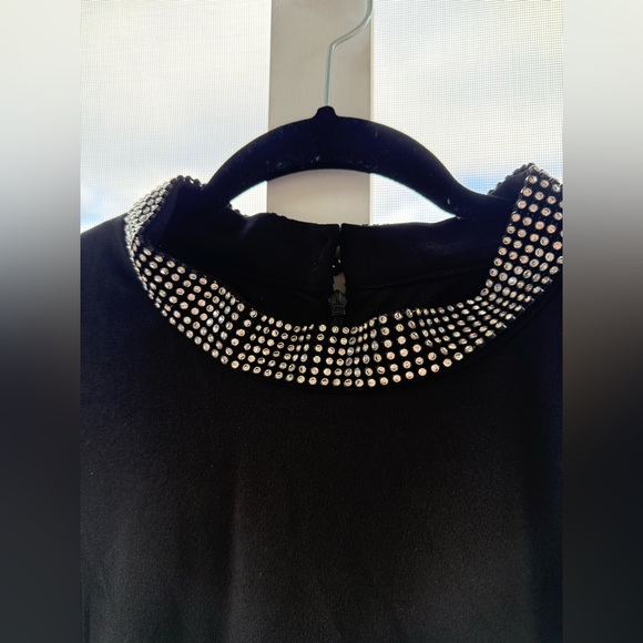 🤎Karl Lagerfeld Paris Women's Black Rhinestone-Trim Pleated Dress Size 16👗 - Picture 4 of 7